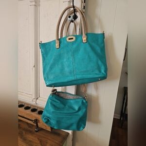 Charming Charlie Women's 2-Piece Turquoise Crossbody Bag